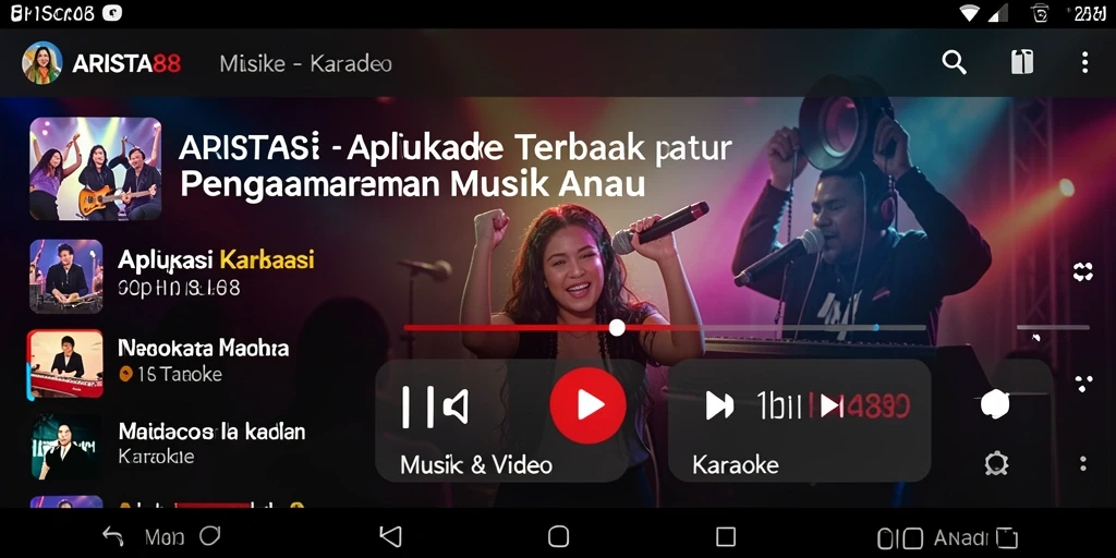 Tampilan antarmuka aplikasi <strong>ARISTA88</strong> yang menarik saat karaoke.