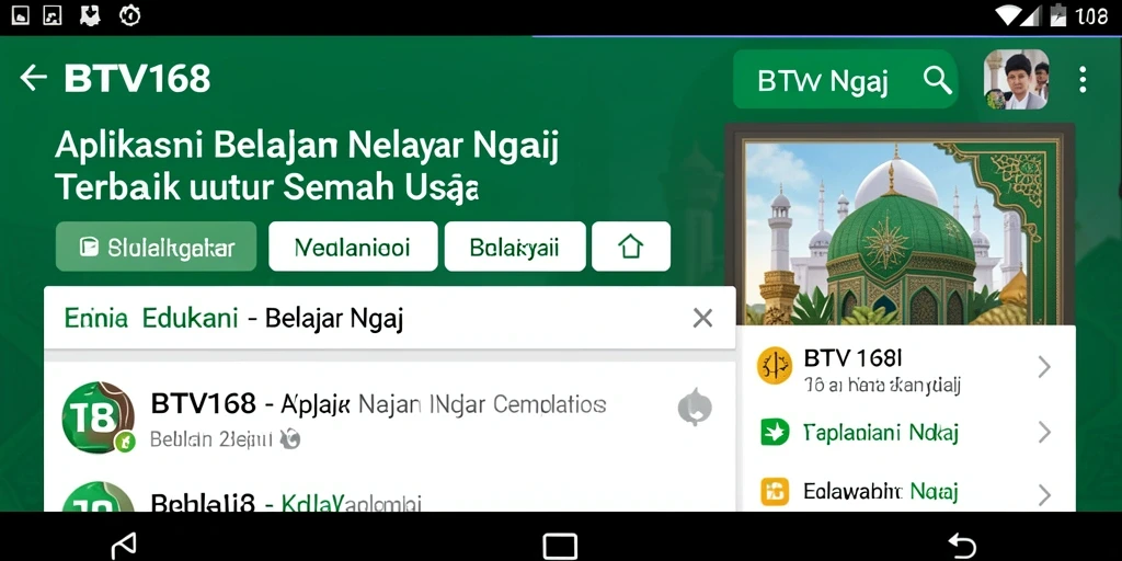 Tampilan antarmuka aplikasi BTV168 untuk belajar ngaji.