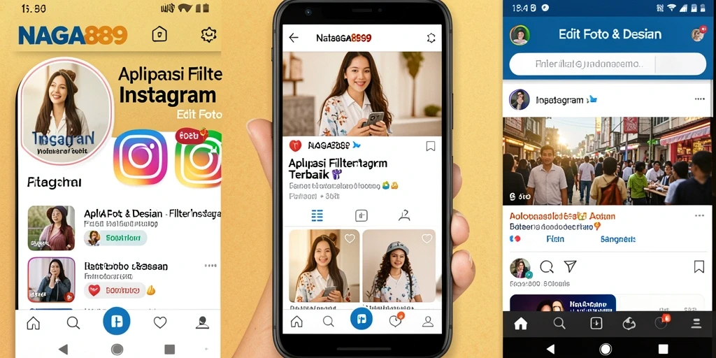 Screenshot NAGA889 menunjukkan beragam filter Instagram yang menarik.