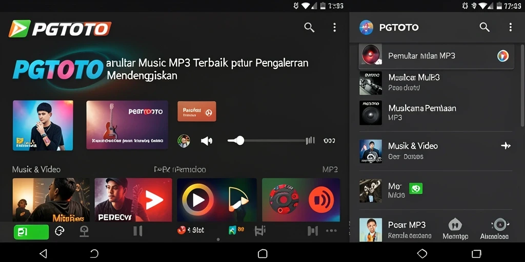 Tampilan antarmuka PGTOTO saat memutar musik MP3 dengan fitur lengkap.