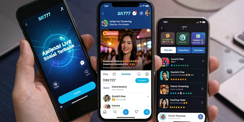 Tampilan antarmuka aplikasi SR777 saat live streaming dengan fitur interaktif.
