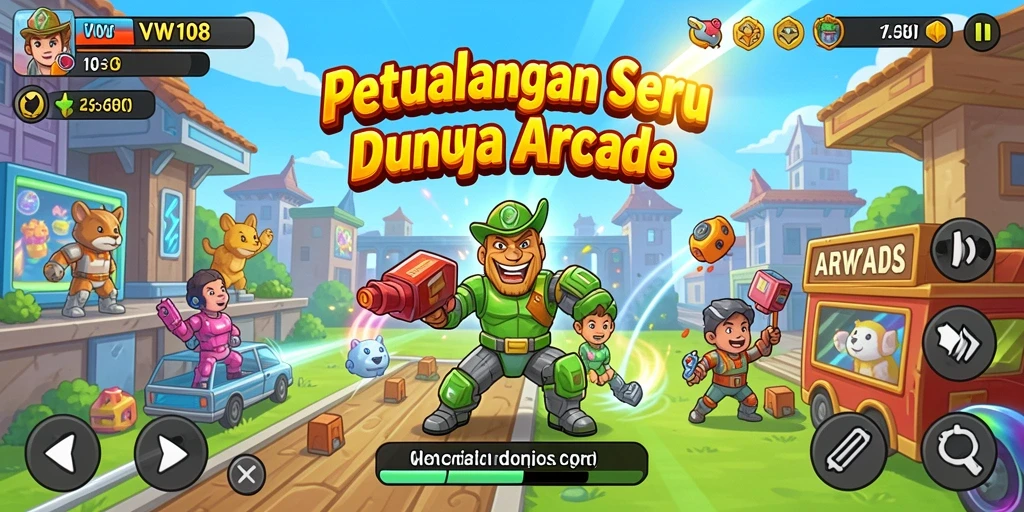Tampilan antarmuka VW108 yang menarik dan dinamis di dunia Arcade.
