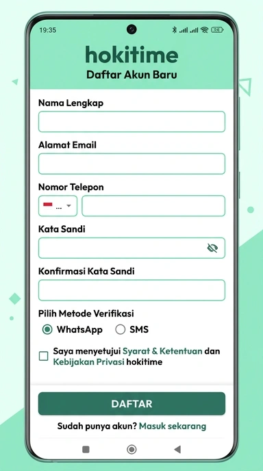 Panduan Registrasi Akun Baru Hokitime untuk Pengguna Android